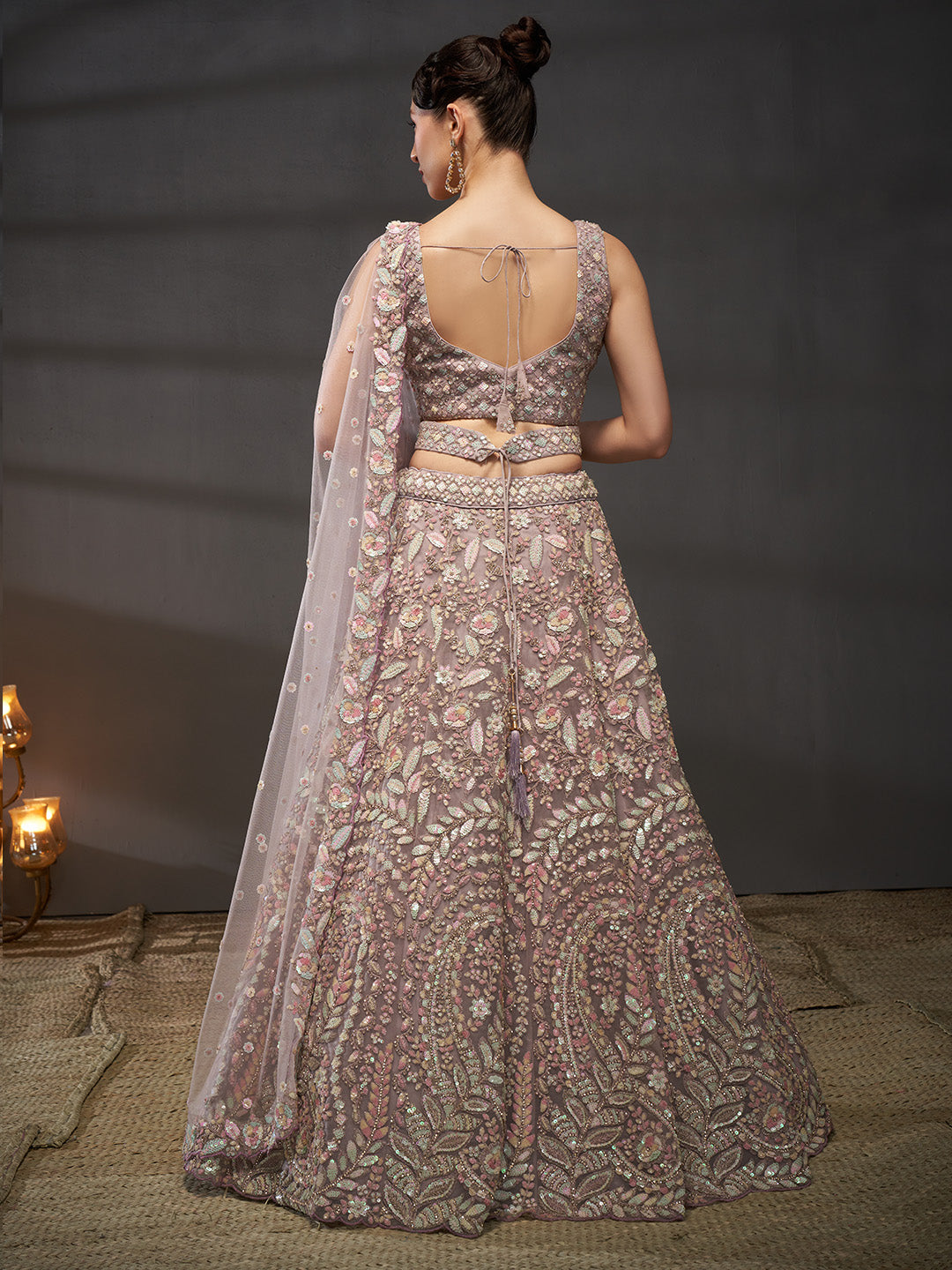 Net Multi Sequins with heavy Zarkan Embroidered Semi-Stitched Lehenga Choli with Dupatta Clothsvilla