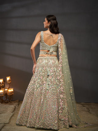 Net Multi Sequins with heavy Zarkan Embroidered Semi-Stitched Lehenga Choli with Dupatta Clothsvilla