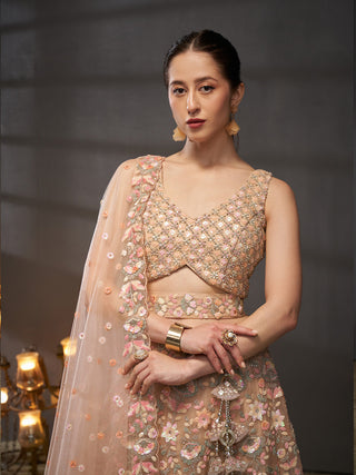Net Multi Sequins with heavy Zarkan Embroidered Semi-Stitched Lehenga Choli with Dupatta Clothsvilla