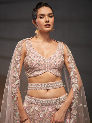 Net Multi Sequins with heavy Zarkan Embroidered Semi-Stitched Lehenga Choli with Dupatta Clothsvilla