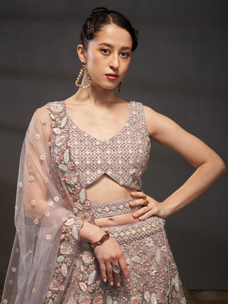 Net Multi Sequins with heavy Zarkan Embroidered Semi-Stitched Lehenga Choli with Dupatta Clothsvilla