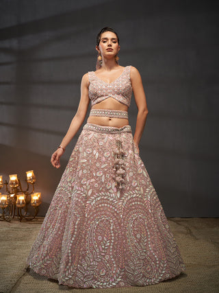 Net Multi Sequins with heavy Zarkan Embroidered Semi-Stitched Lehenga Choli with Dupatta Clothsvilla
