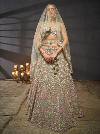 Net Multi Sequins with heavy Zarkan Embroidered Semi-Stitched Lehenga Choli with Dupatta Clothsvilla