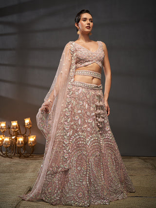 Net Multi Sequins with heavy Zarkan Embroidered Semi-Stitched Lehenga Choli with Dupatta Clothsvilla