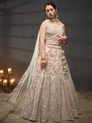 Net Multi Sequins with heavy Zarkan Embroidered Semi-Stitched Lehenga Choli with Dupatta Clothsvilla