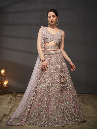Net Multi Sequins with heavy Zarkan Embroidered Semi-Stitched Lehenga Choli with Dupatta Clothsvilla