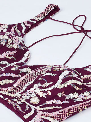 Net Sequins and thread Embroidered Semi-Stitched Lehenga Choli with Dupatta Clothsvilla