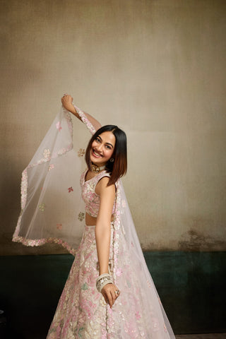 Net Sequins Embroidered Semi-Stitched Lehenga & Unstitched Blouse With Dupatta Clothsvilla