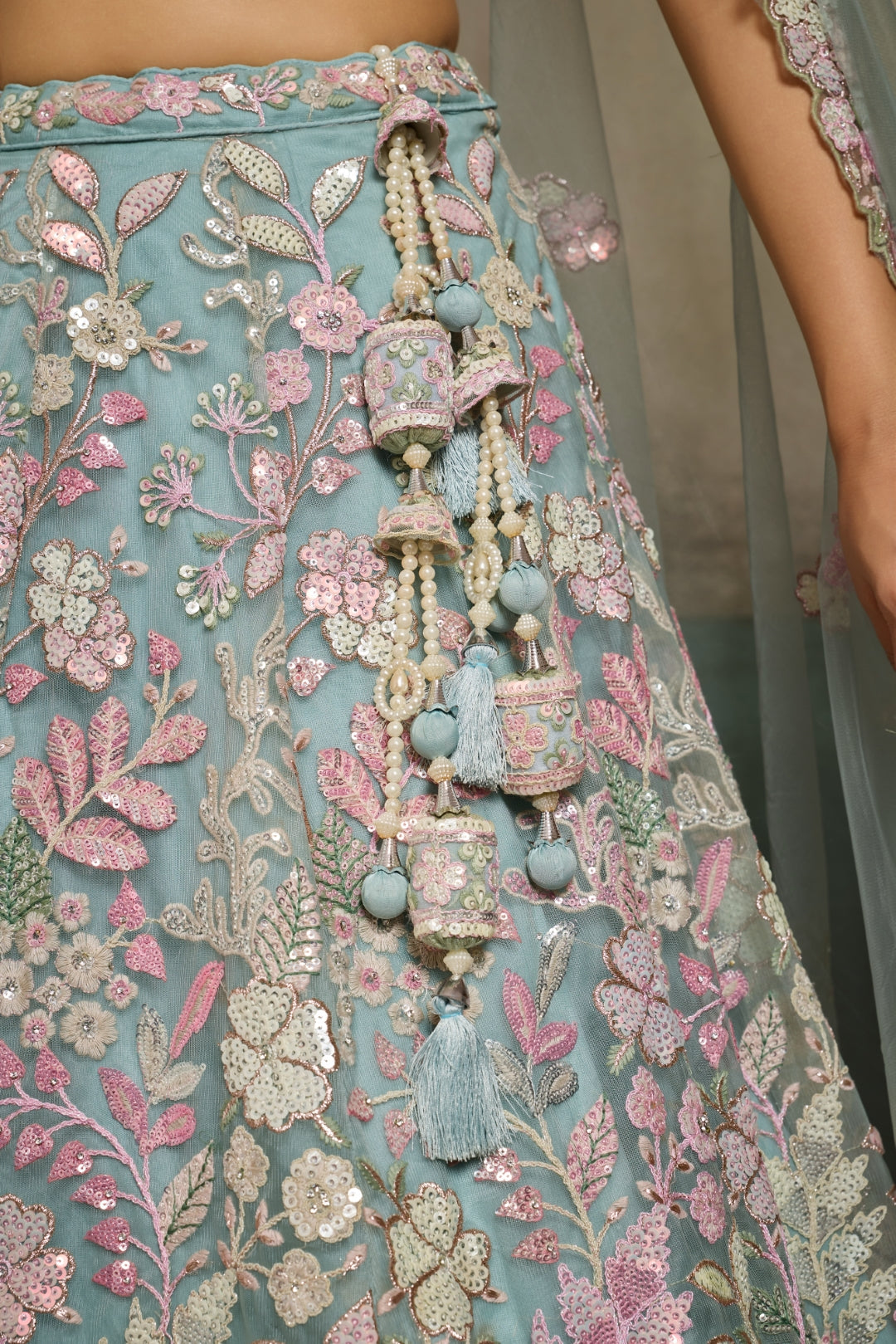 Net Sequins Embroidered Semi-Stitched Lehenga & Unstitched Blouse With Dupatta Clothsvilla