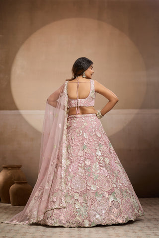 Net Sequins Embroidered Semi-Stitched Lehenga & Unstitched Blouse With Dupatta Clothsvilla