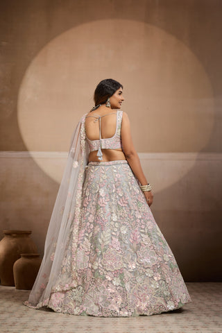 Net Sequins Embroidered Semi-Stitched Lehenga & Unstitched Blouse With Dupatta Clothsvilla