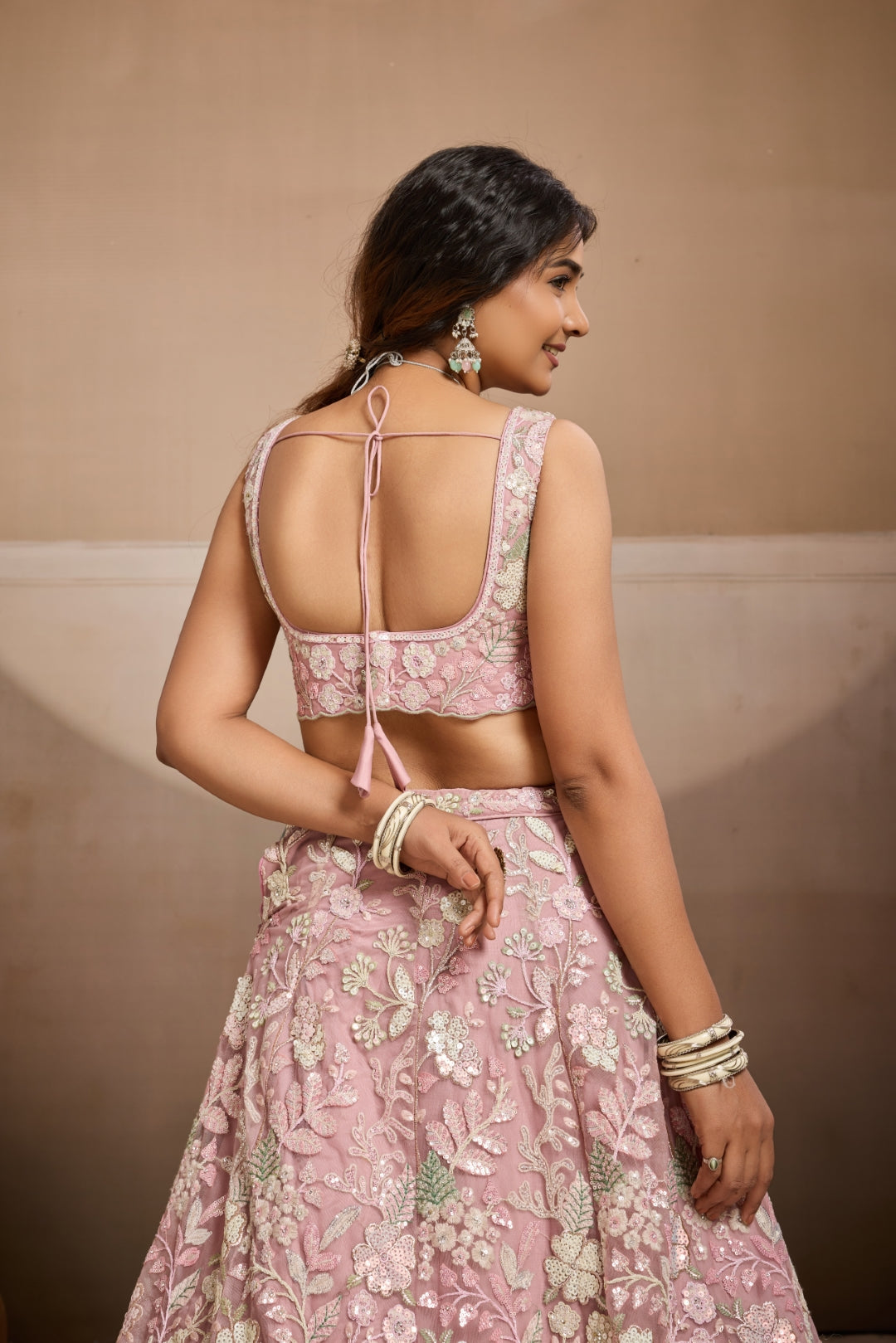 Net Sequins Embroidered Semi-Stitched Lehenga & Unstitched Blouse With Dupatta Clothsvilla