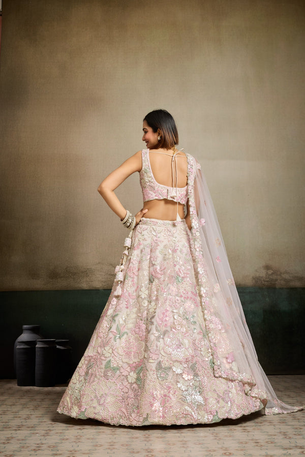 Net Sequins Embroidered Semi-Stitched Lehenga & Unstitched Blouse With Dupatta Clothsvilla