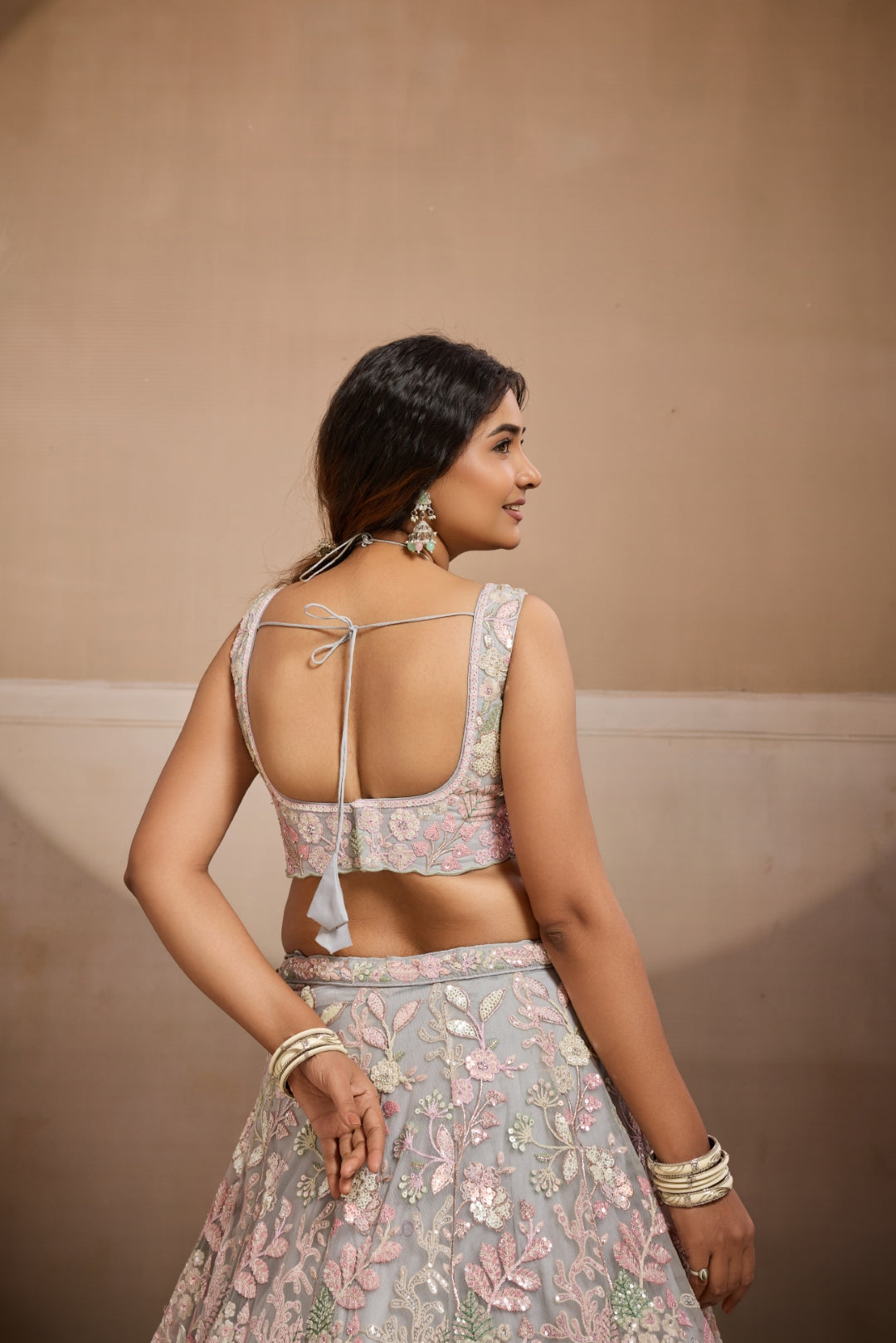 Net Sequins Embroidered Semi-Stitched Lehenga & Unstitched Blouse With Dupatta Clothsvilla
