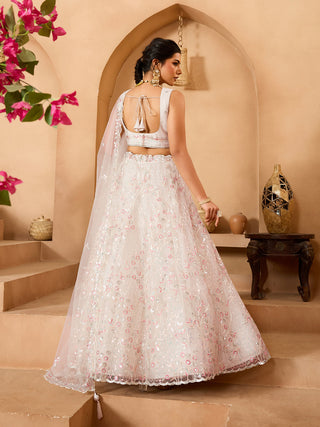 Net Sequins Embroidered Semi-Stitched Lehenga & Unstitched Blouse With Dupatta Clothsvilla