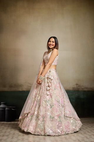 Net Sequins Embroidered Semi-Stitched Lehenga & Unstitched Blouse With Dupatta Clothsvilla