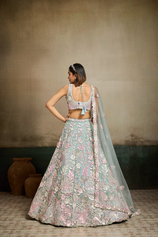 Net Sequins Embroidered Semi-Stitched Lehenga & Unstitched Blouse With Dupatta Clothsvilla