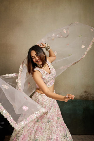 Net Sequins Embroidered Semi-Stitched Lehenga & Unstitched Blouse With Dupatta Clothsvilla