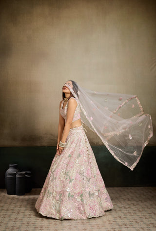 Net Sequins Embroidered Semi-Stitched Lehenga & Unstitched Blouse With Dupatta Clothsvilla