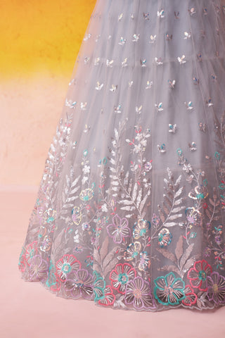 Net Sequins Thread & Embroidered Semi-Stitched Lehenga & Unstitched Blouse With Dupatta Clothsvilla