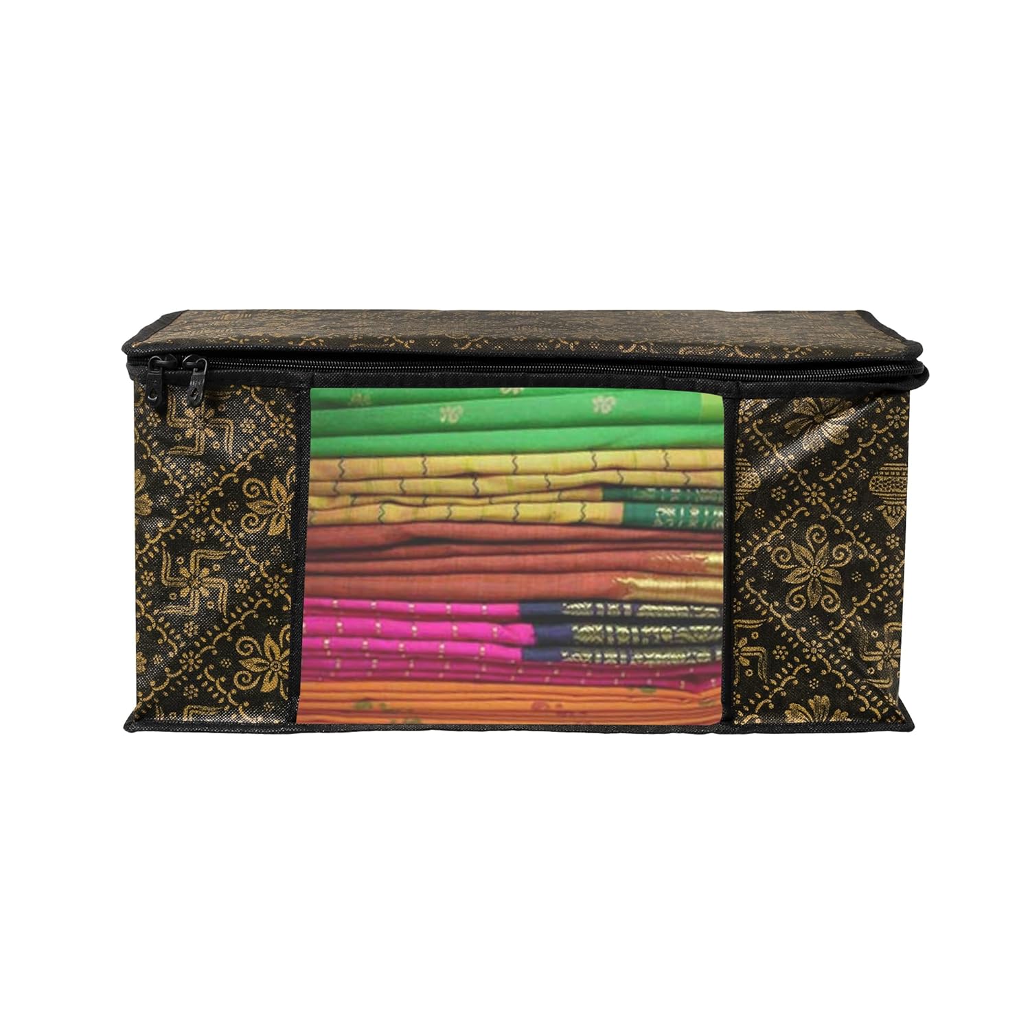 Pack of - 3 - Non-Woven Saree Storage Bags with Zip – Dust & Moisture Proof Saree Covers | Transparent Window | Ideal for Silk & Cotton Sarees ClothsVilla