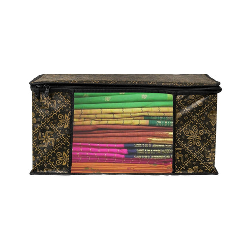 Pack of - 3 - Non-Woven Saree Storage Bags with Zip – Dust & Moisture Proof Saree Covers | Transparent Window | Ideal for Silk & Cotton Sarees ClothsVilla