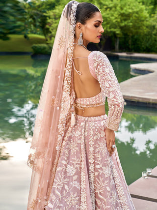 Nude Organza Sequins embroidery Semi-Stitched Lehenga choli & Dupatta ClothsVilla