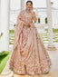 Nude Satin Silk Sequins & Embroidery Lehenga Choli with Ethnic Dupatta – 4 Meter Flair, Fully Stitched ClothsVilla