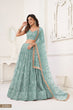 Load image into Gallery viewer, Ocean Blue Butterfly Net Lehenga with Tone-to-Tone Thread Work and Mirror Embroidery ClothsVilla