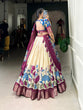 Load image into Gallery viewer, Off White Anusha Kalamkari Dola Silk Lehenga Set with Zari Weaving Border