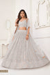 Load image into Gallery viewer, Off White Butterfly Net Lehenga with Tone-to-Tone Thread Work and Mirror Embroidery ClothsVilla