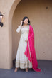 Load image into Gallery viewer, Off White Designer Mirror Work Gown ClothsVilla