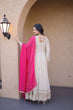 Load image into Gallery viewer, Off White Designer Mirror Work Gown ClothsVilla