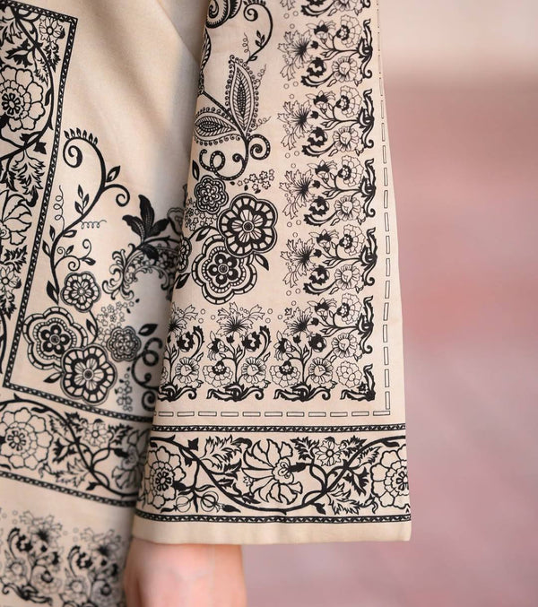 Off White Digital Printed Pure Natural Crepe Kurti with Palazzo Set – Fully Stitched ClothsVilla