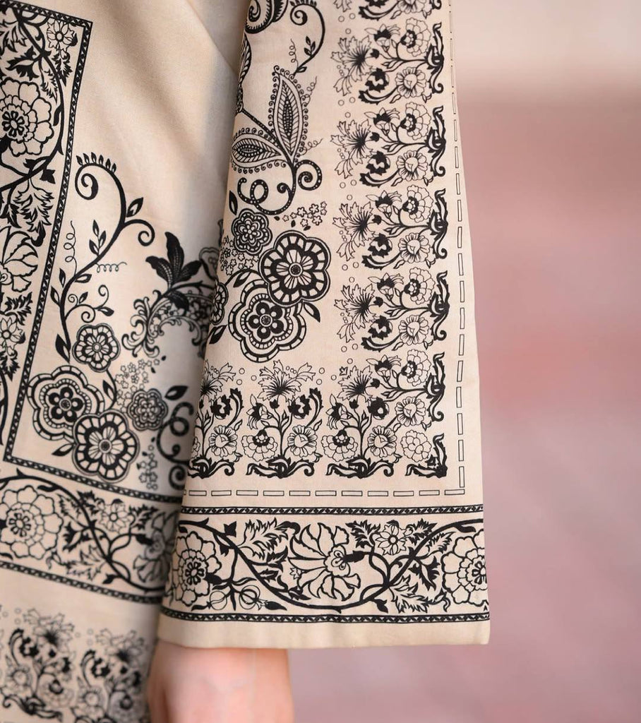 Off White Digital Printed Pure Natural Crepe Kurti with Palazzo Set – Fully Stitched ClothsVilla