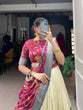 Load image into Gallery viewer, Off White Dola Silk Kalamkari Lehenga Set with Zari Weaving Border