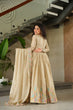 Load image into Gallery viewer, Off White Elegant Chinnon Embroidered Gown with Dupatta – Full Sleeve Premium Partywear Ensemble ClothsVilla