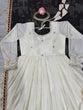 Load image into Gallery viewer, Off White Elegant Chinon Embroidered Suit Set ClothsVilla