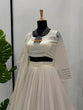 Load image into Gallery viewer, Off White Elegant Tabby Organza Semi-Stitched Lehenga Set with Digital Print &amp; Lace Border ClothsVilla