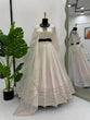 Load image into Gallery viewer, Off White Elegant Tabby Organza Semi-Stitched Lehenga Set with Digital Print &amp; Lace Border ClothsVilla