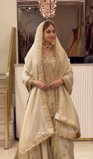 Off White Embroidered Palazzo Suit Set ClothsVilla