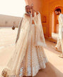 Load image into Gallery viewer, Off-White Ethereal Georgette Lehenga Set with Zari &amp; Mirror Work ClothsVilla