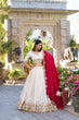 Load image into Gallery viewer, Off White Ethereal Vichitra Silk Bridesmaid Lehenga Set with Sequins &amp; Thread Embroidery