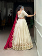Load image into Gallery viewer, Off White Ethereal Vichitra Silk Bridesmaid Lehenga Set with Sequins &amp; Thread Embroidery ClothsVilla