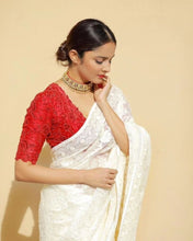 Load image into Gallery viewer, Off White Eye-Catching Bollywood Elegance: Rangoli Silk Saree with Sequined Blouse ClothsVilla