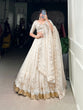Load image into Gallery viewer, Off-White Glam Silver Glosy Lehenga Set ClothsVilla