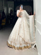 Load image into Gallery viewer, Off-White Glam Silver Glosy Lehenga Set ClothsVilla