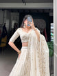 Load image into Gallery viewer, Off-White Glam Silver Glosy Lehenga Set ClothsVilla