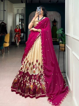 Off White Kalamkari Print Lehenga Set Clothsvilla
