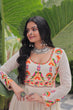 Load image into Gallery viewer, Off White Kora Cotton Embroidered Gown with Multi-Thread &amp; Gota Patti Work – Full Sleeves, 12 Meter Flair, Fully Stitched ClothsVilla